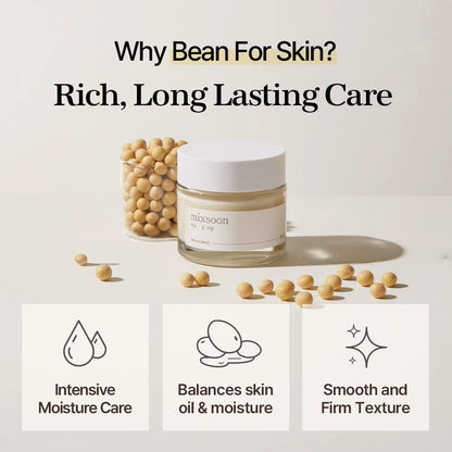 Mixsoon Bean Cream Vegansnail, Long-Lasting Soothing Hydration Cream for Face, Korean Skin Care 1.69 Fl.Oz 50Ml