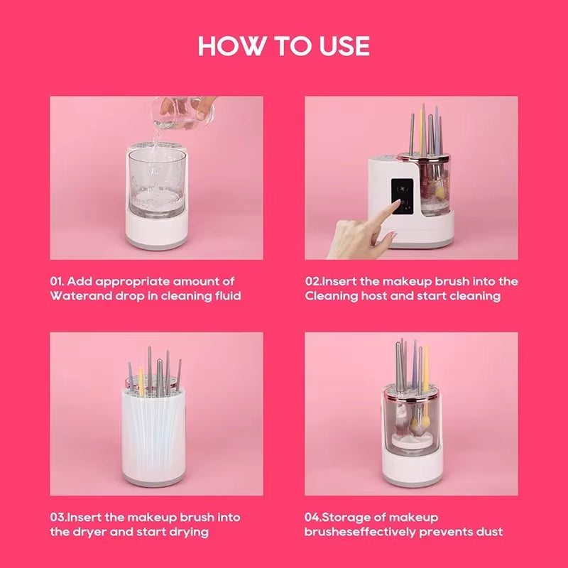 Makeup Brush Cleaner Electric Automatic Makeup Brush Cleanser Portable 3 in 1 Cosmetic Cleaner Electric Automatic Makeup Machine