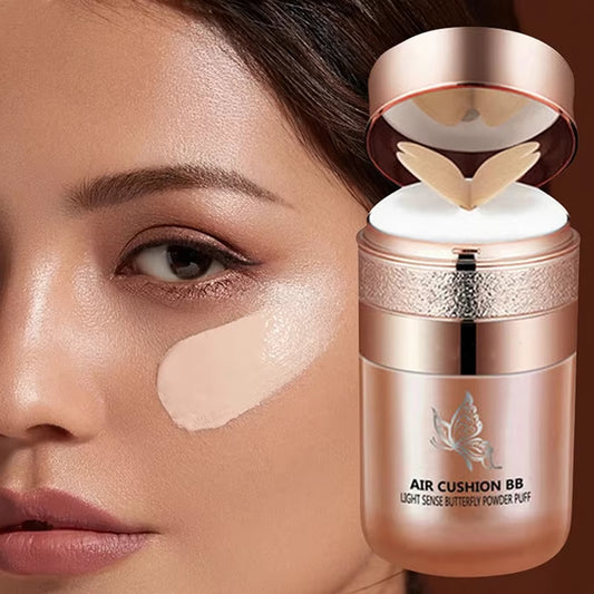 Air Cushion BB Cream Butterfly Powder Puff Moisturizing Foundation Concealer Whitening Oil-Control Waterproof Makeup Cosmetics