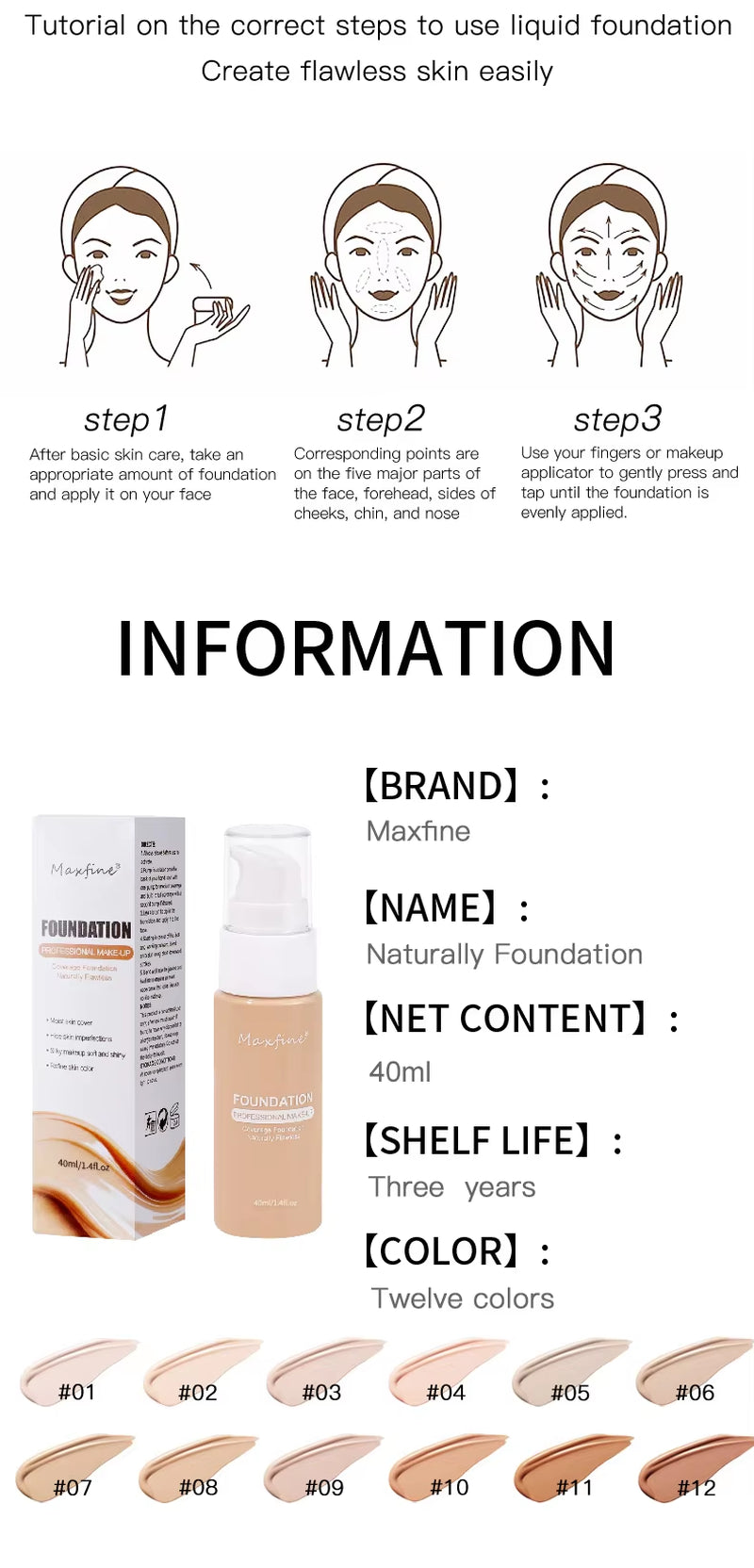 Liquid Foundation Effective Concealer Waterproof Sweat-Resistant Makeup Professional Cosmetics